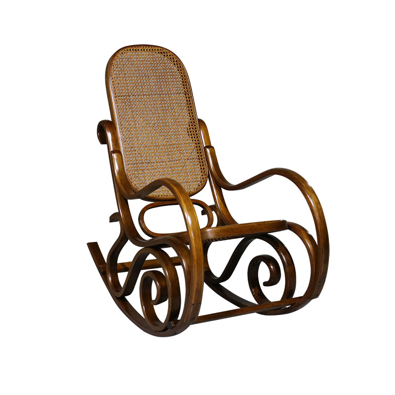 Cadeira de baloiço da década de 1950 em bambu e vime